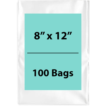 Clear Poly Bags Thickness: 4 Mil Size: 8 inch (width) X 12 inch (Height) Pack of 100 Bags